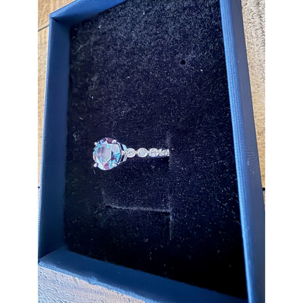 Color Changing Lab Alexandrite & Lab Diamond Sterling Silver 925 Ring Sz 7 - Picture 4 of 12